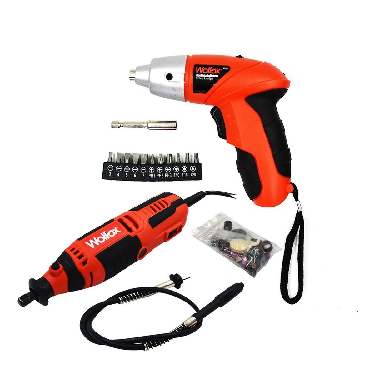 WOLFOX - Multiherramienta 1/8" 135W + Atornillador 1/4" 4.8 V Wolfox WF1396-K1