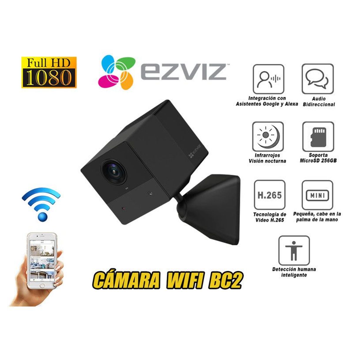 EZVIZ - Cámara Inteligente Wifi Ezviz Bc2 Bateria Inalambrico Full Hd