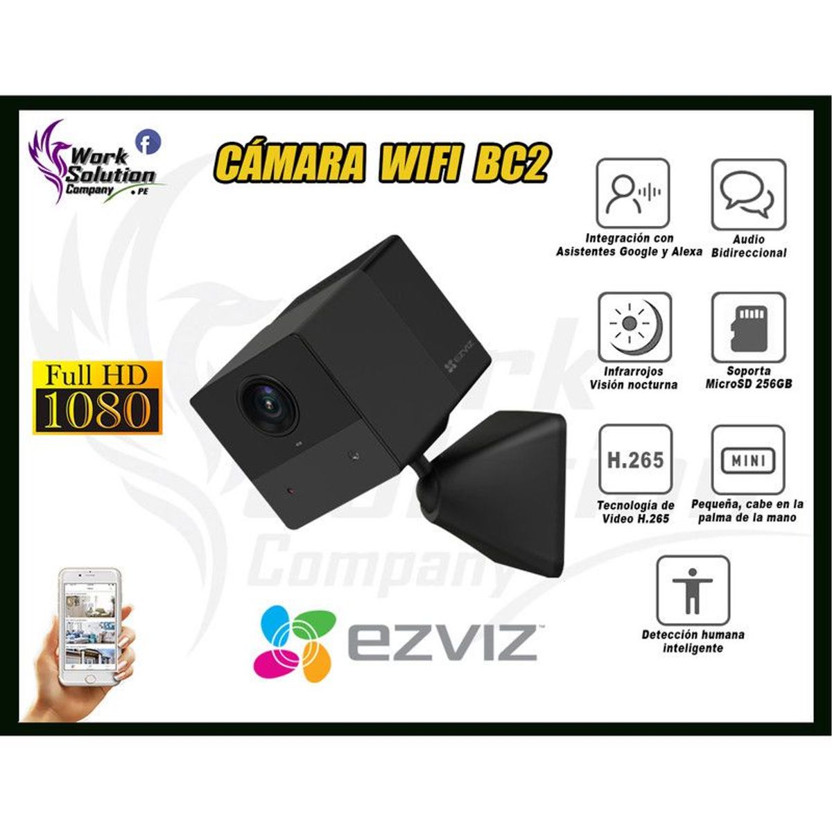 EZVIZ - Cámara Inteligente Wifi Ezviz Bc2 Bateria Inalambrico Full Hd
