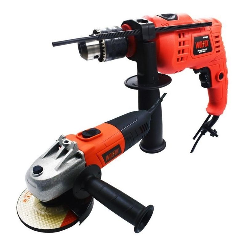 WOLFOX - Esmeril Angular 4 1/2" 500 W + Taladro Percutor 1/2" 500 W  WF0005-K1