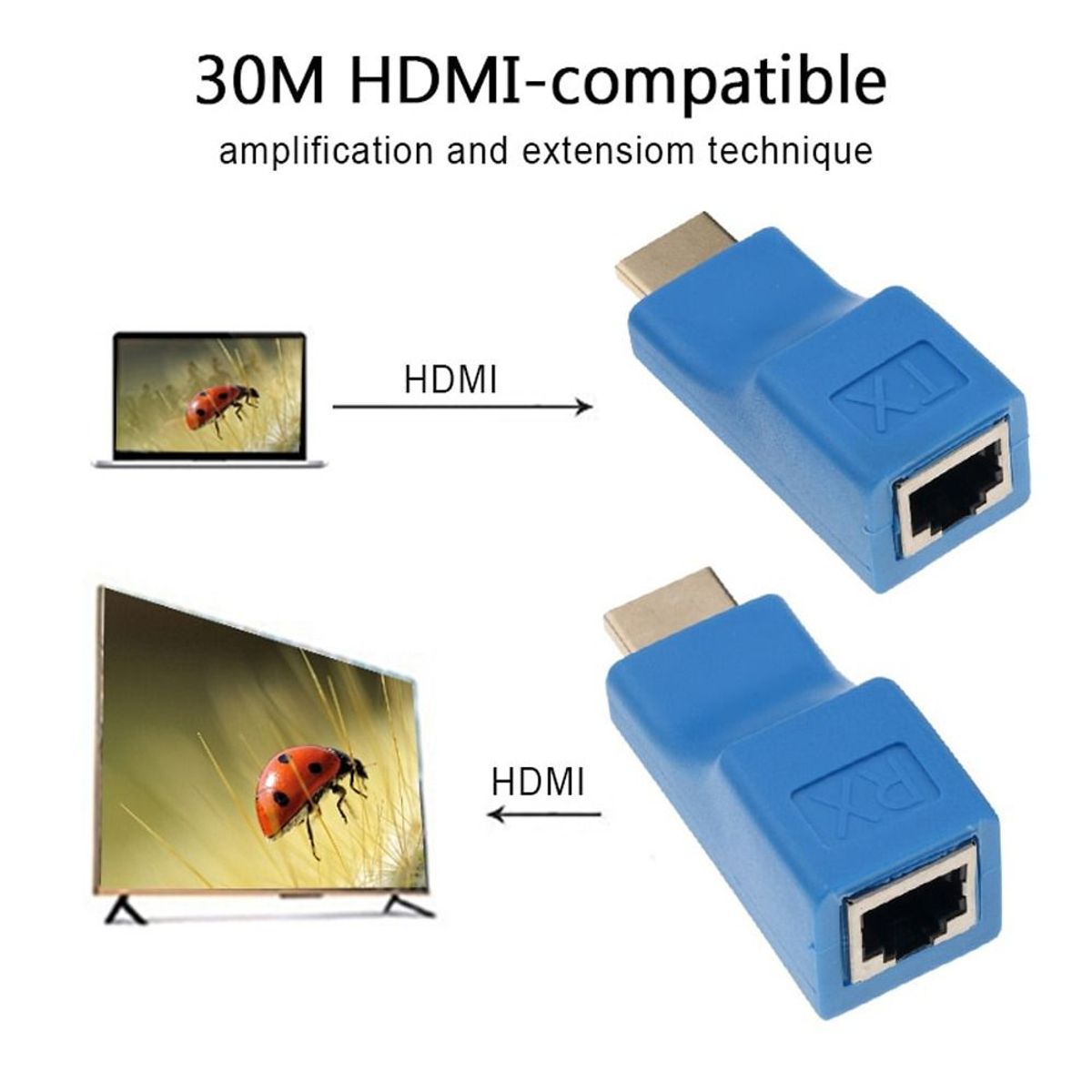 GENERICO - Extender Extensor Hdmi Rj45 Utp 4k 30 Metros hdmi extender