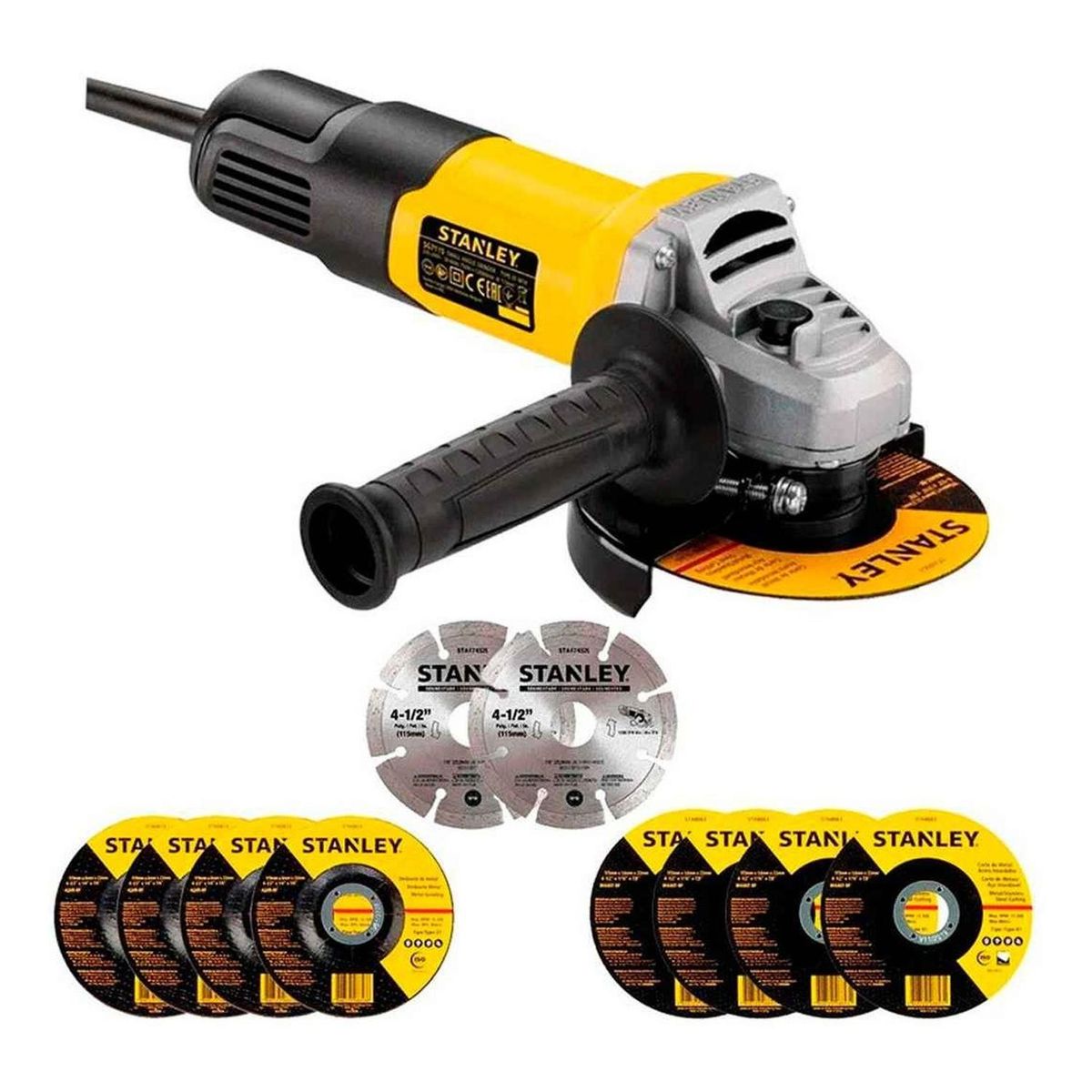 STANLEY - Esmeril Angular 4 1/2" 750 W + 10 Disco Stanley SG7115V10-B2