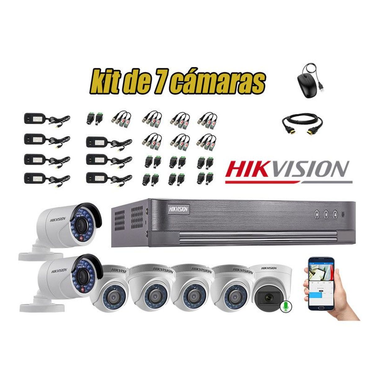 HIKVISION - CÁMARAS SEGURIDAD KIT 7 HD 720P 1 CAMARA MICROFONO