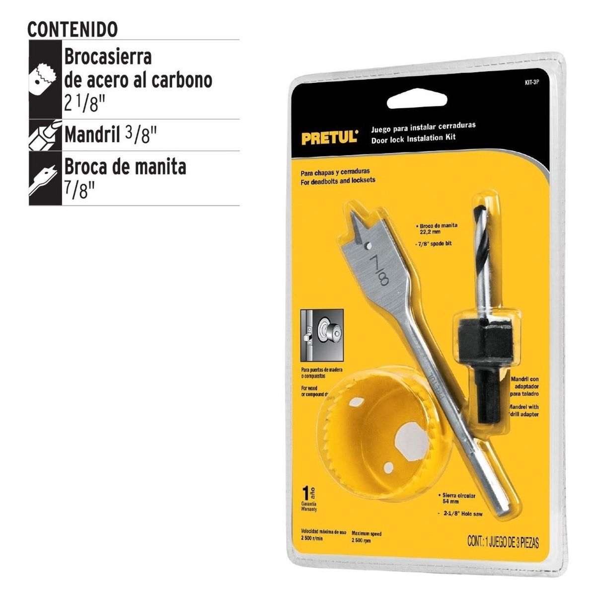 PRETUL - Kit para Instalación de Cerraduras Pretul