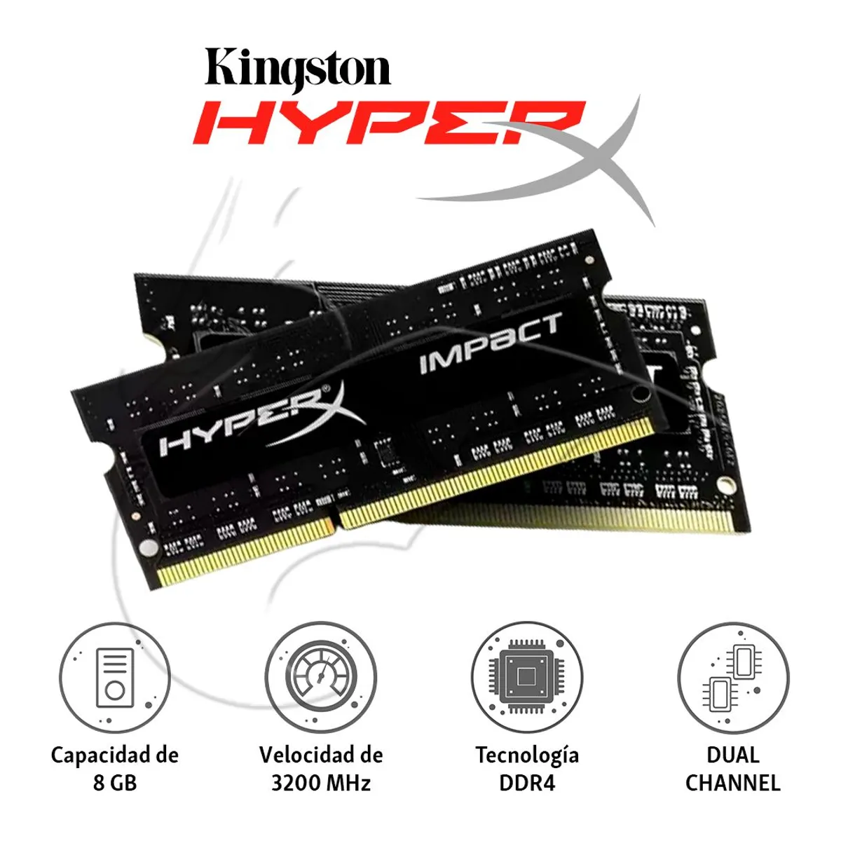 HYPERX - MEMORIA RAM LAPTOP DDR4 3200MHZ 8GB FURY IMPACT