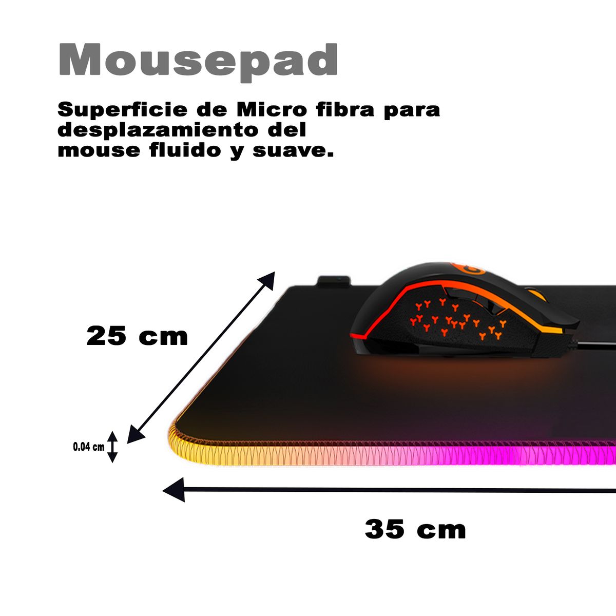 BLAZZE - Mouse Pad Gamer RGB Blazze Vintage TINY con luces de 35 x 25 cm