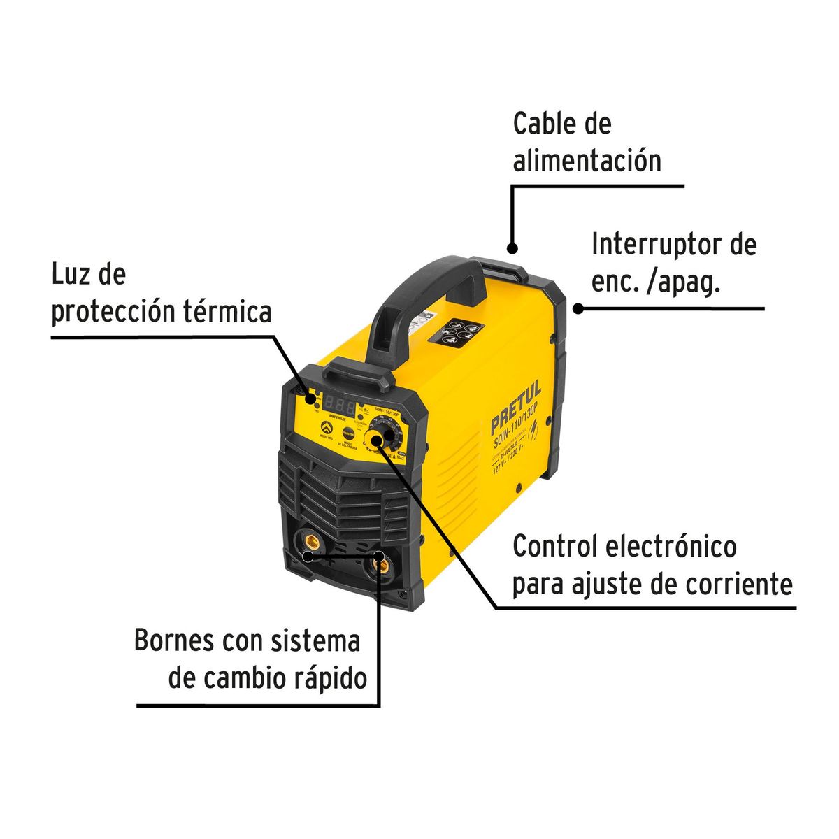 PRETUL - Maquina Soldadora Inversora Bi Voltaje 130A 127V 220V Pretul