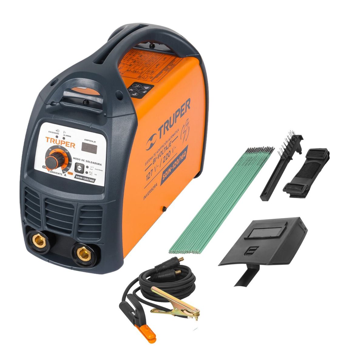 TRUPER - Maquina Soldadora Inversora Bi Voltaje 160A 127V 220V Truper