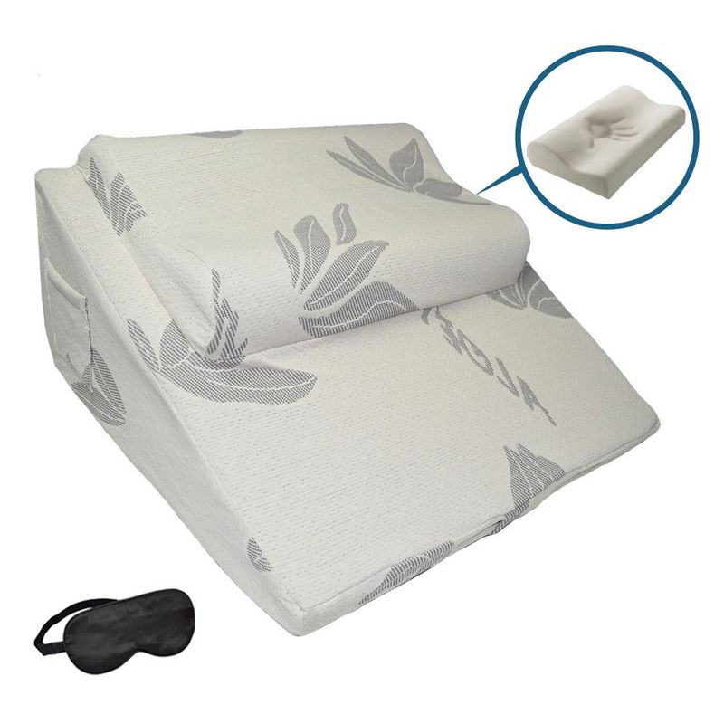 TERAFLEX - COJIN ANTIREFLUJO Y ALMOHADA MEMORY FOAM  ALOE VERA 64x60x30 CM