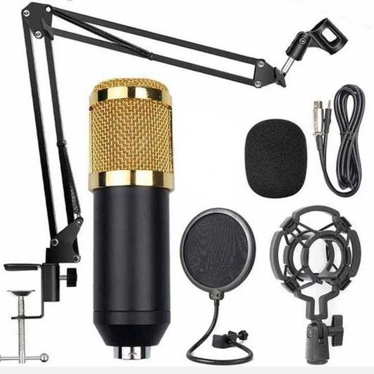 GENERICO - Micrófono Condensador Bm800 Soporte Pc Antipop Brazo Kit