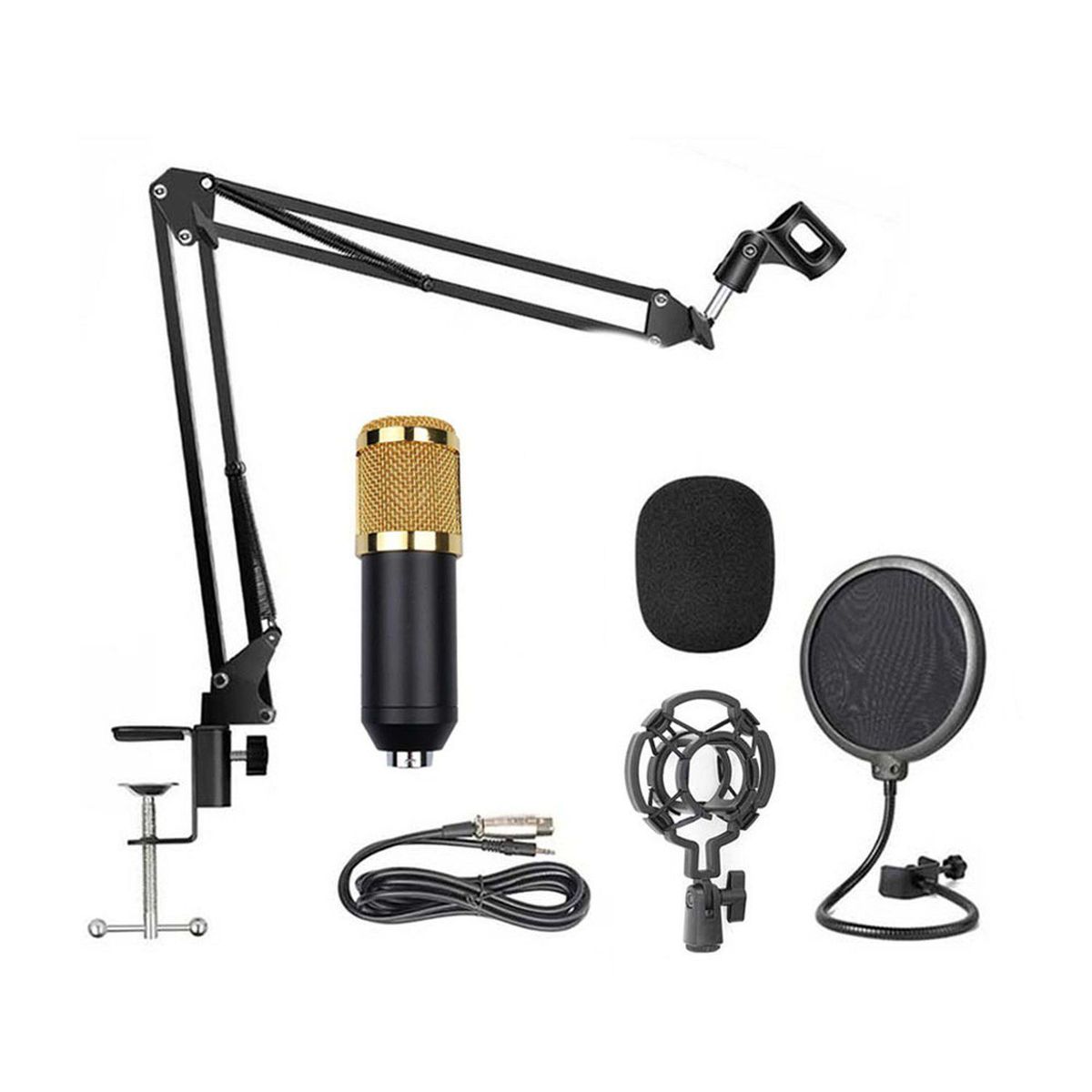 GENERICO - Micrófono Condensador Bm800 Soporte Pc Antipop Brazo Kit