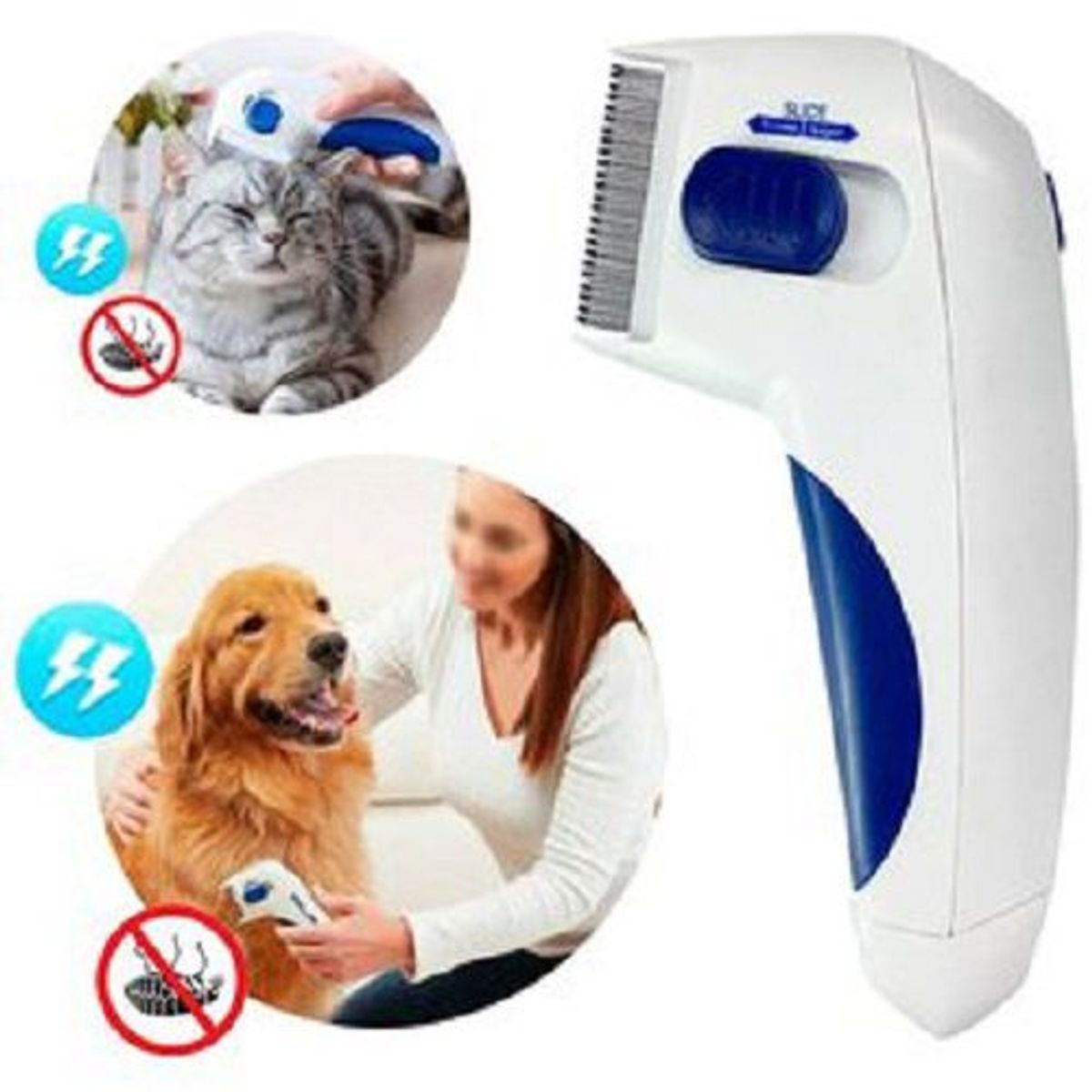 GENERICO - Peine Mata Pulgas Para Mascota Perro Y Gato Eléctrico