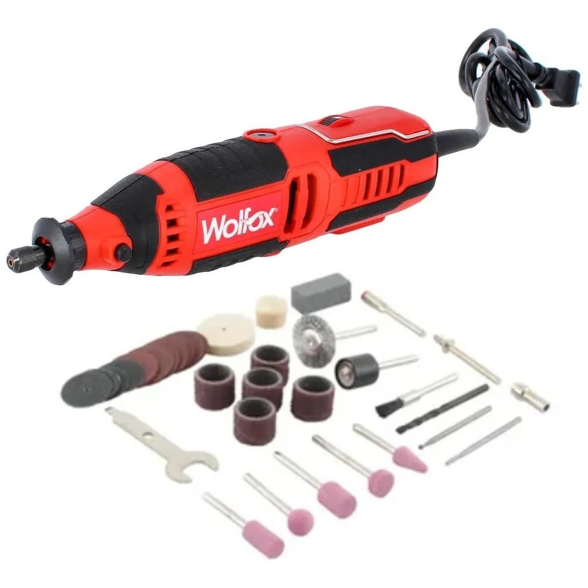 WOLFOX - Multiherramienta 1/8" 135 W 36000 Rpm con 40 Accesorios WF1396