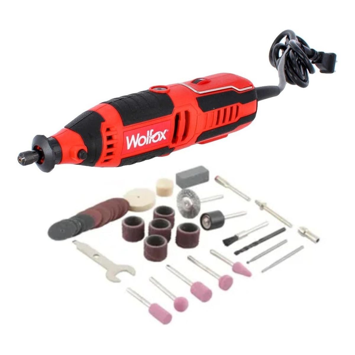 WOLFOX - Multiherramienta 1/8" 135 W 36000 Rpm con 40 Accesorios WF1396
