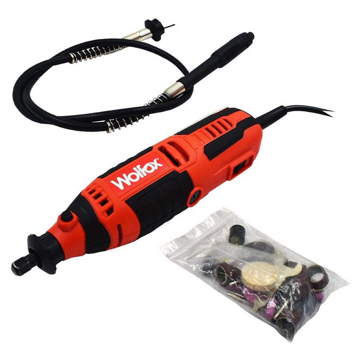 WOLFOX - Multiherramienta 1/8" 135 W 36000 Rpm con 40 Accesorios WF1396