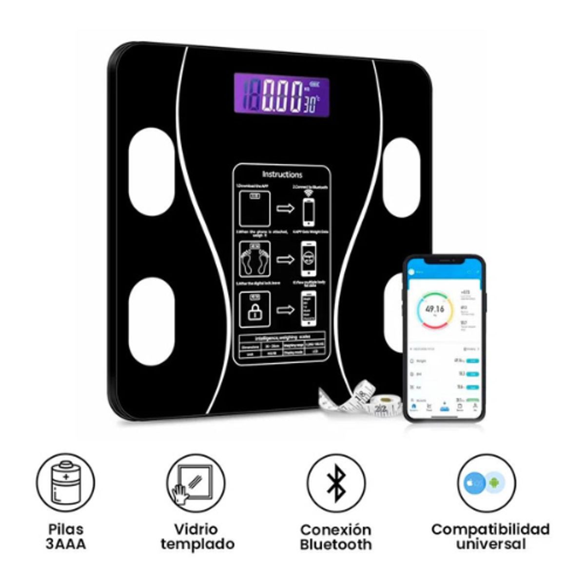 GENERICO - Balanza Bluetooth-SMART- Controla Tu peso ideal