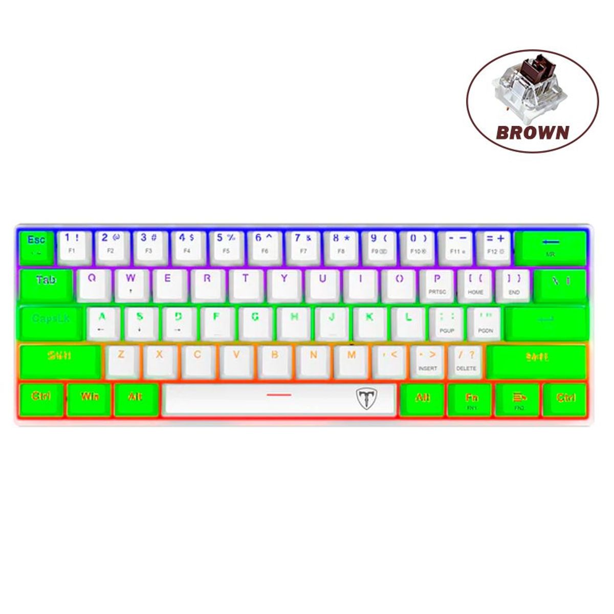 T-DAGGER - Teclado Gamer T-dagger Arena t-tgk321 Brown Inglés Us Con Luz Rainbow