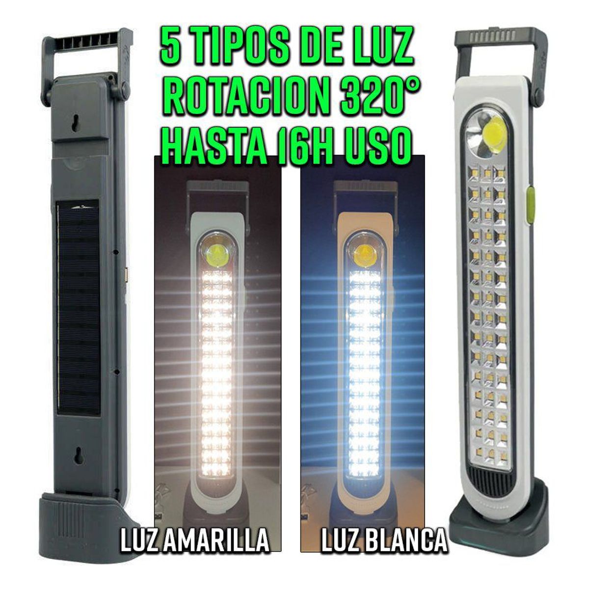 GENERICO - Lampara luz foco solar portatil inalámbrico multiusos emergencia