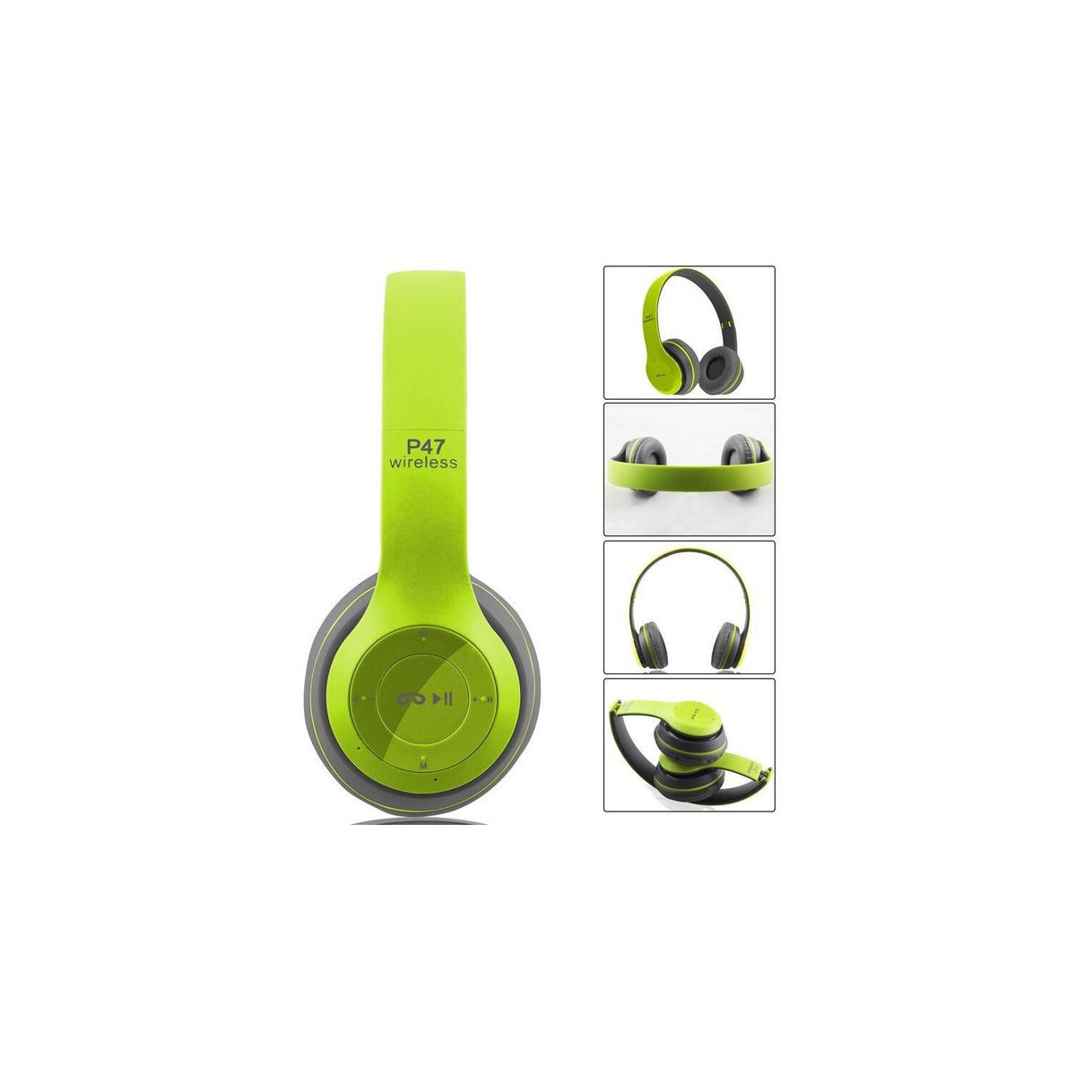 GENERICO - Audífonos Inalámbricos P47 Deportivo Radio MicroSD Verde