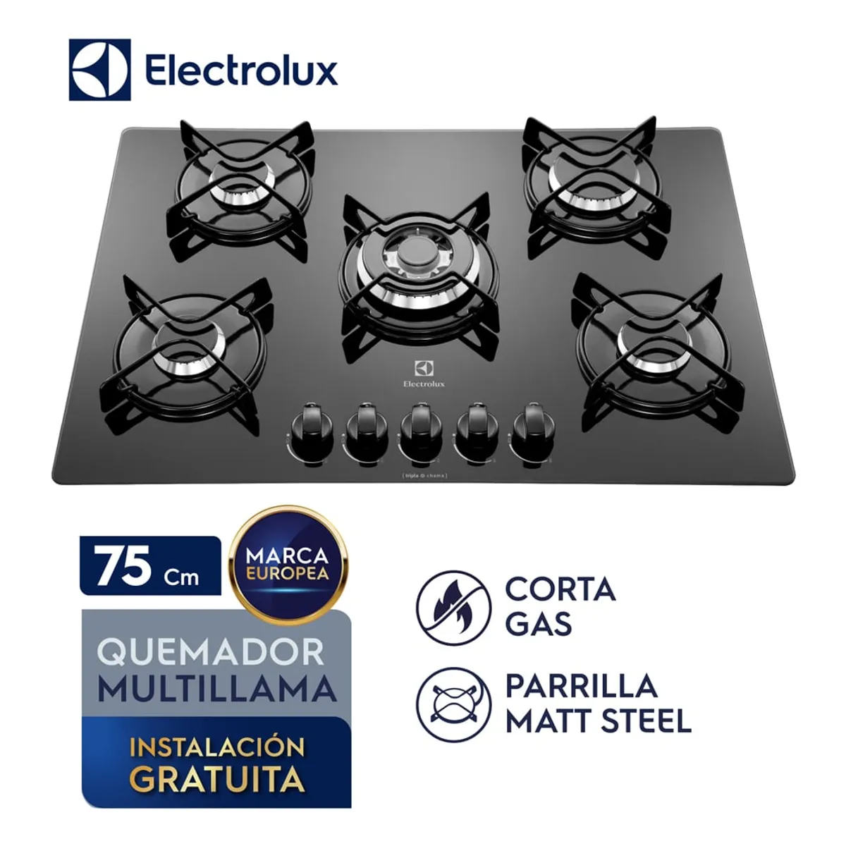 ELECTROLUX - Encimera Empotrable Gas 5 Quemadores Electrolux ETGZ30T0EPUB