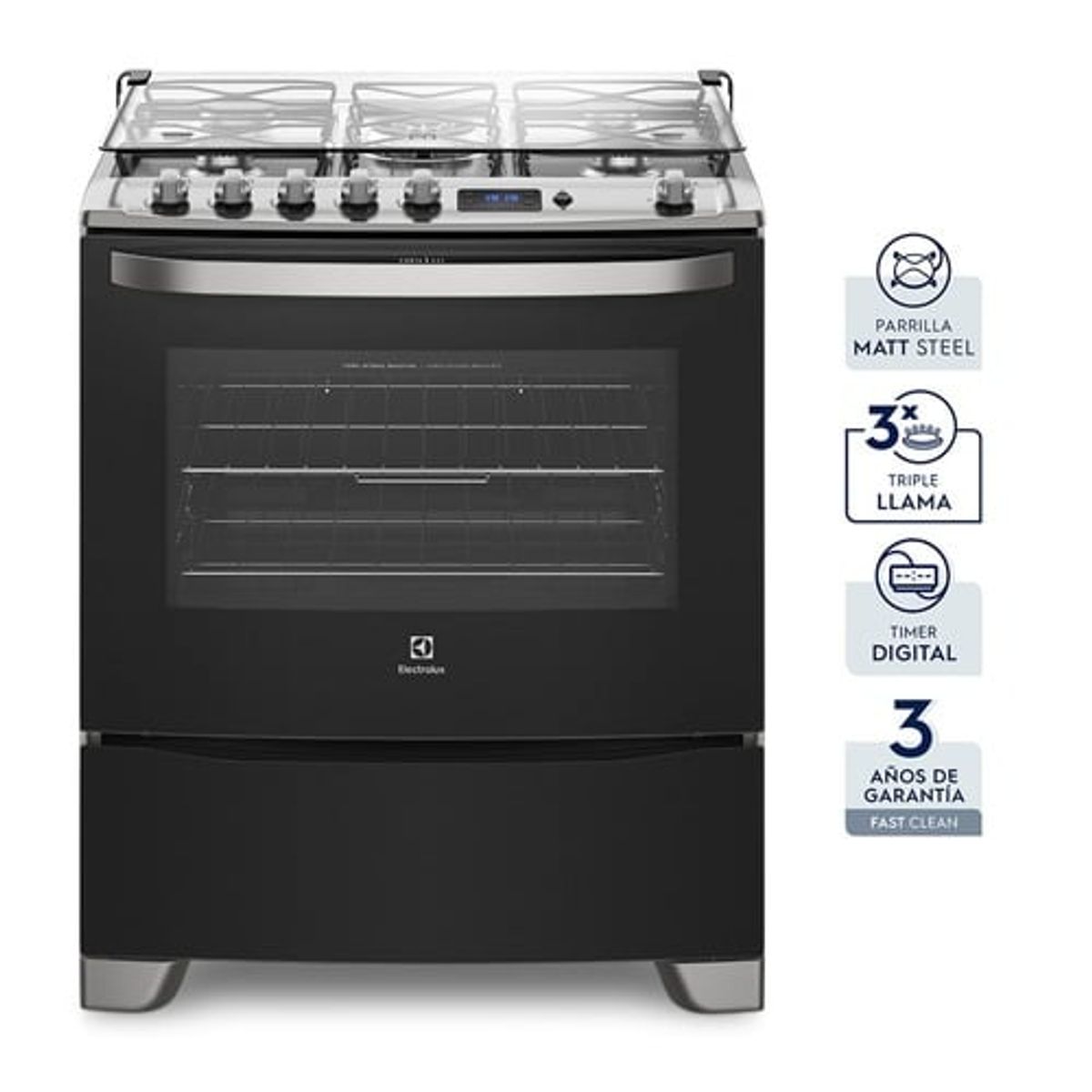 ELECTROLUX - Cocina Freestanding Electrolux  A Gas 5 Quemadores Triple Llama 76USR