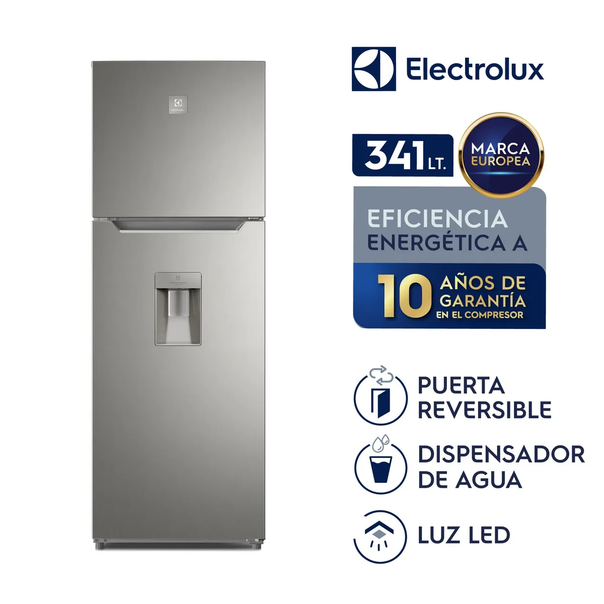 ELECTROLUX - Refrigeradora Electrolux 341L Top Mount No Frost Dispensador de agua ERTS45K2HUS
