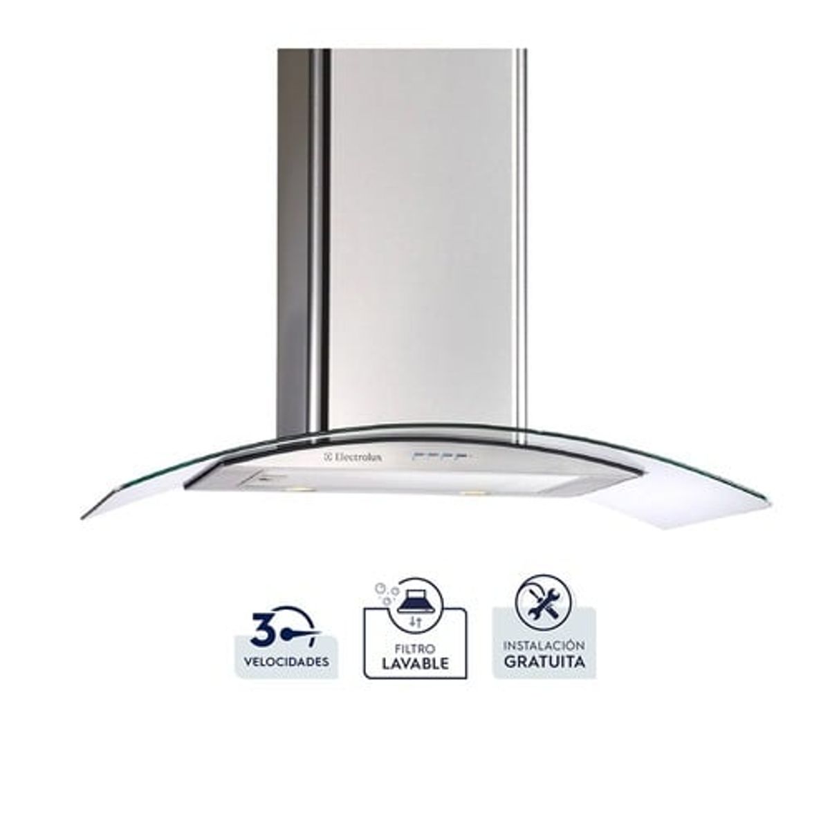 ELECTROLUX - Campana decorativa electrolux 90 cm vidrio curvo EJWB362TDIS