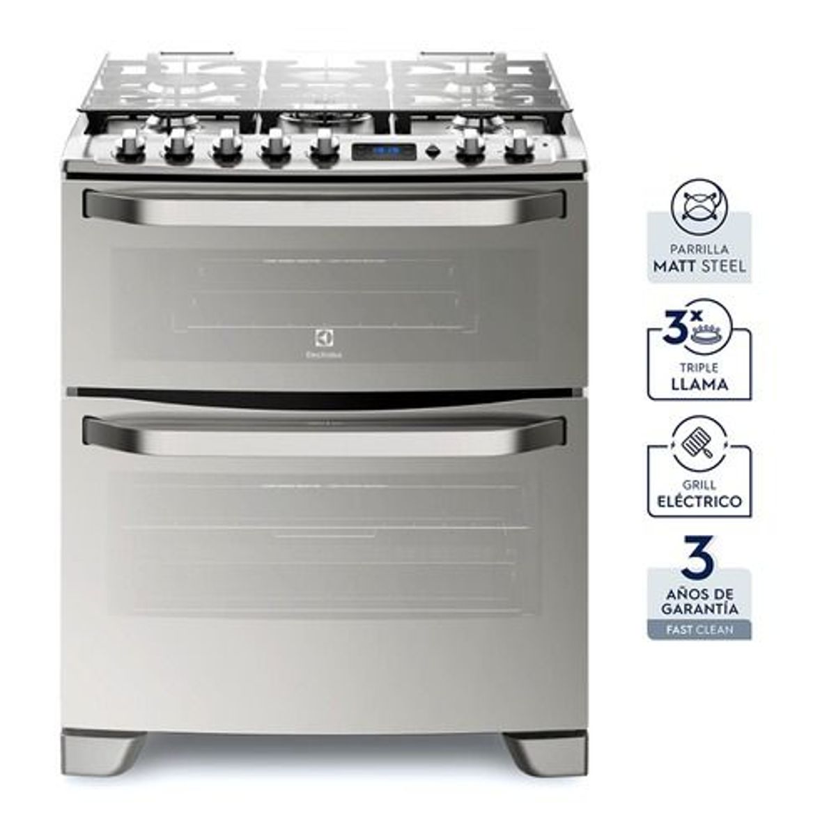 ELECTROLUX - Cocina Freestanding Electrolux Doble Horno A Gas 5 Quemadores Triple Llama 76DXR