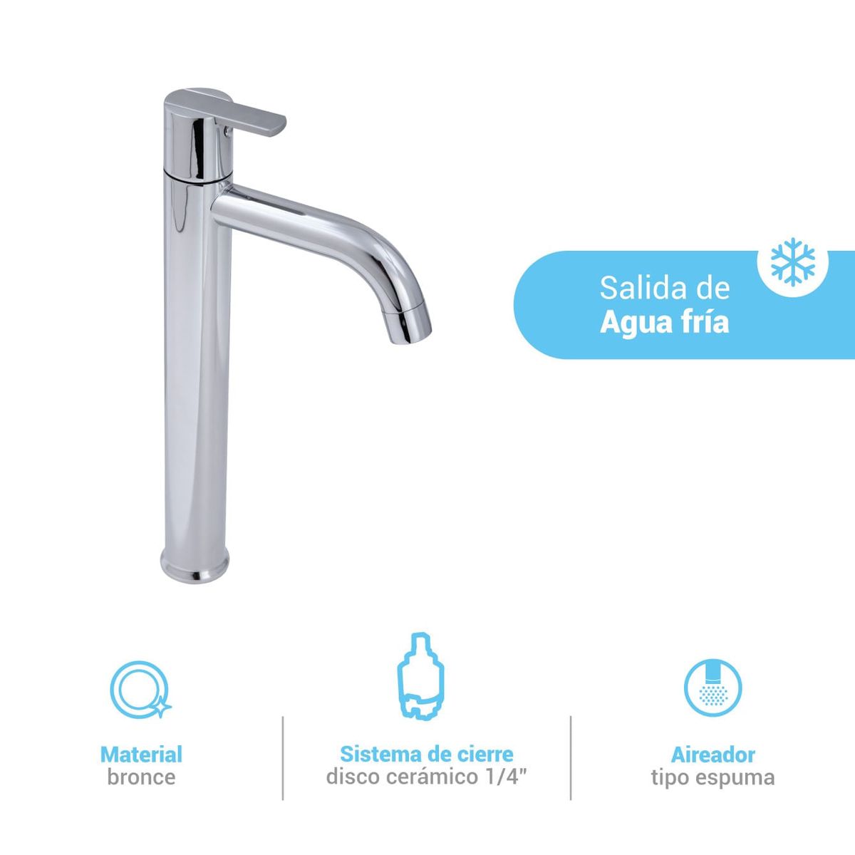 ITALGRIF - Llave para lavatorio alta buzios lever cromado Italgrif