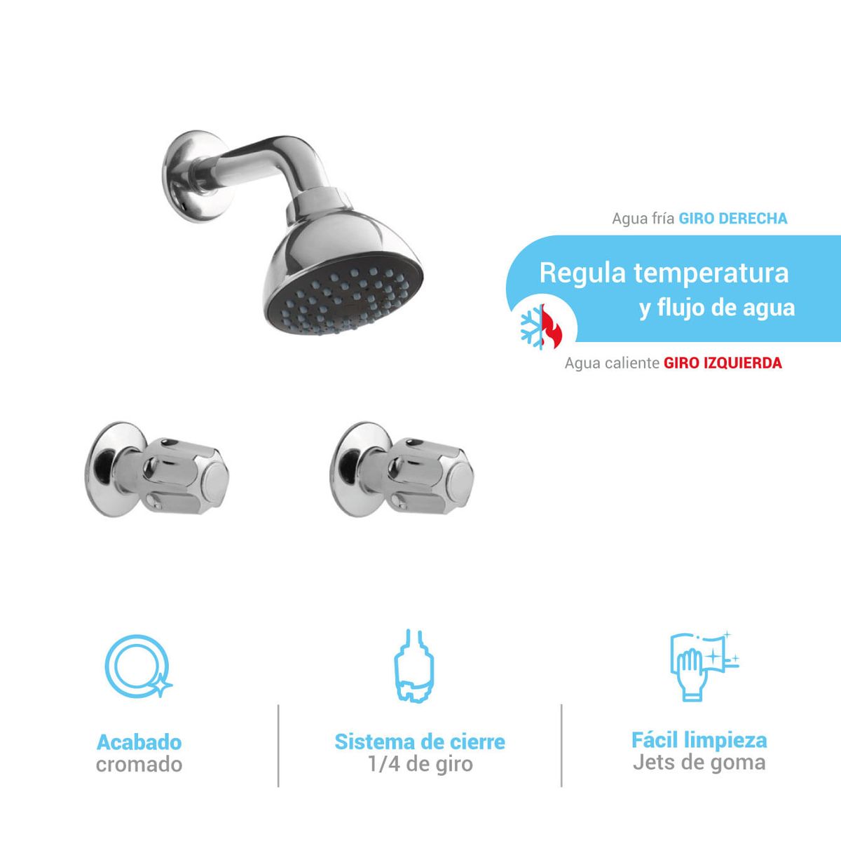 ITALGRIF - Mezcladora Ducha Cromado - Bávaro con salida Barú Italgrif