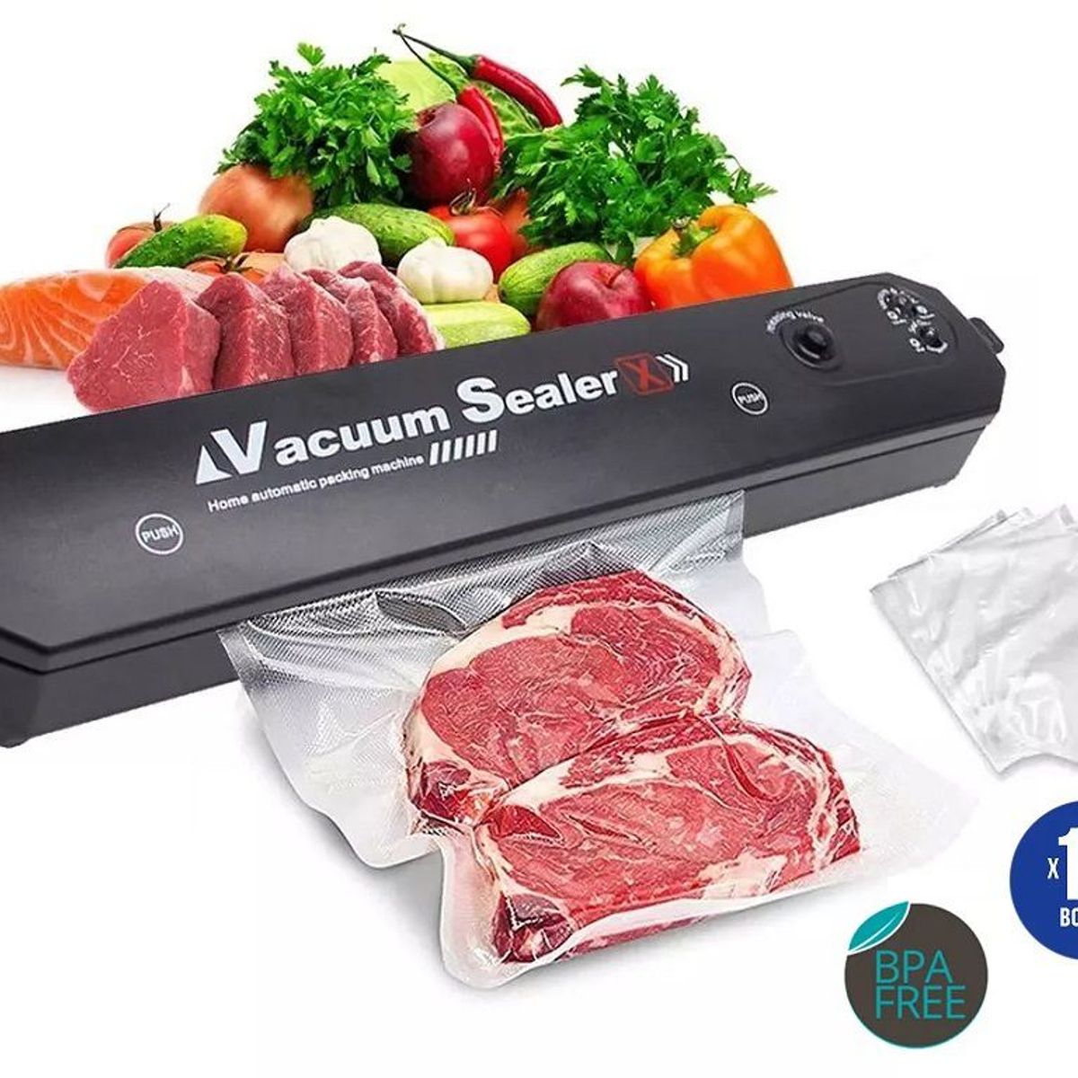 GENERICO - Selladora Bolsa Vacio + 10 Bolsas Maquina Extraer Aire Vacuum Sealer