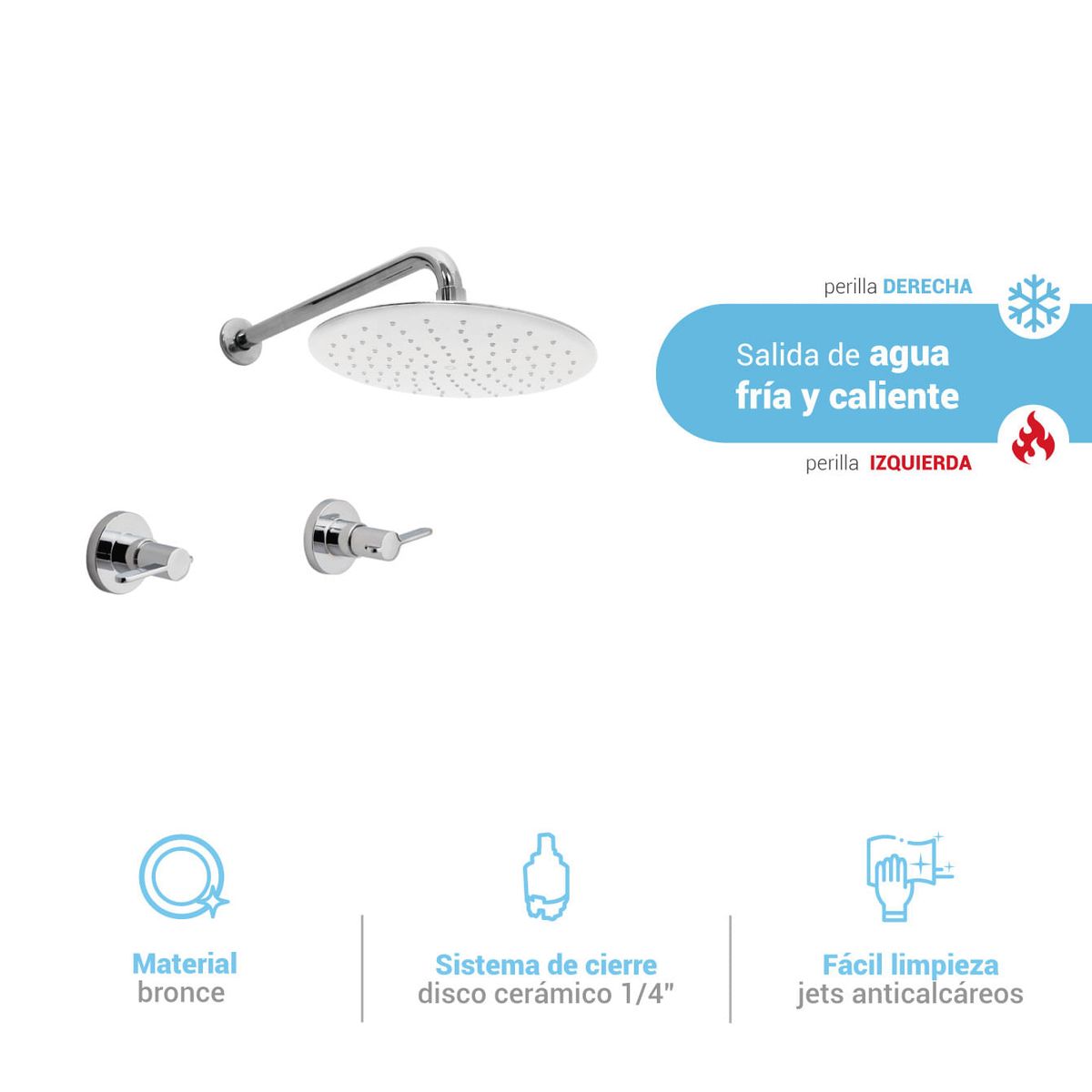 ITALGRIF - Mezcladora para ducha cartagena con salida española cromado Italgrif