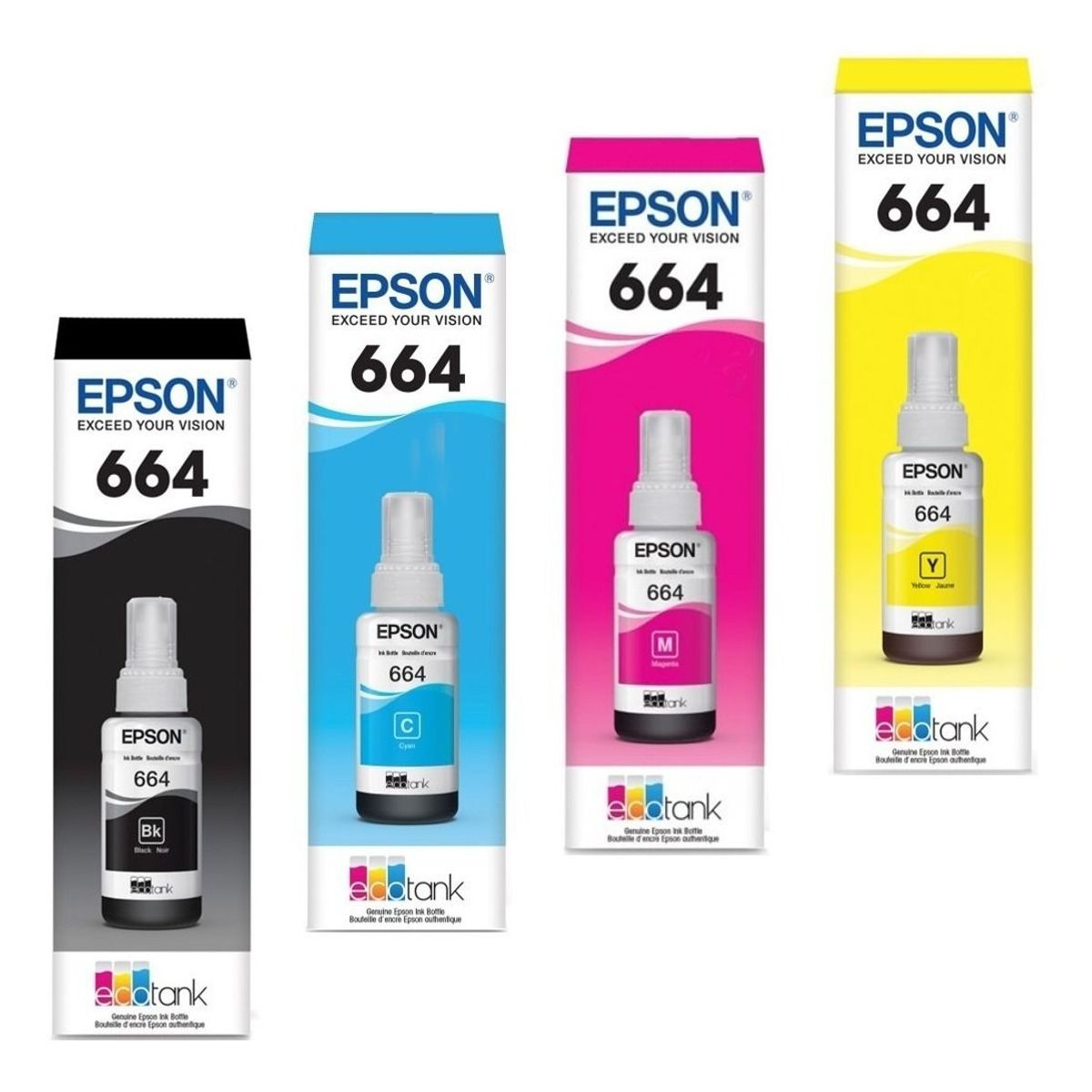 EPSON - Kit 4 Tintas Epson 664  Blac Yellow  Cyan y Magenta