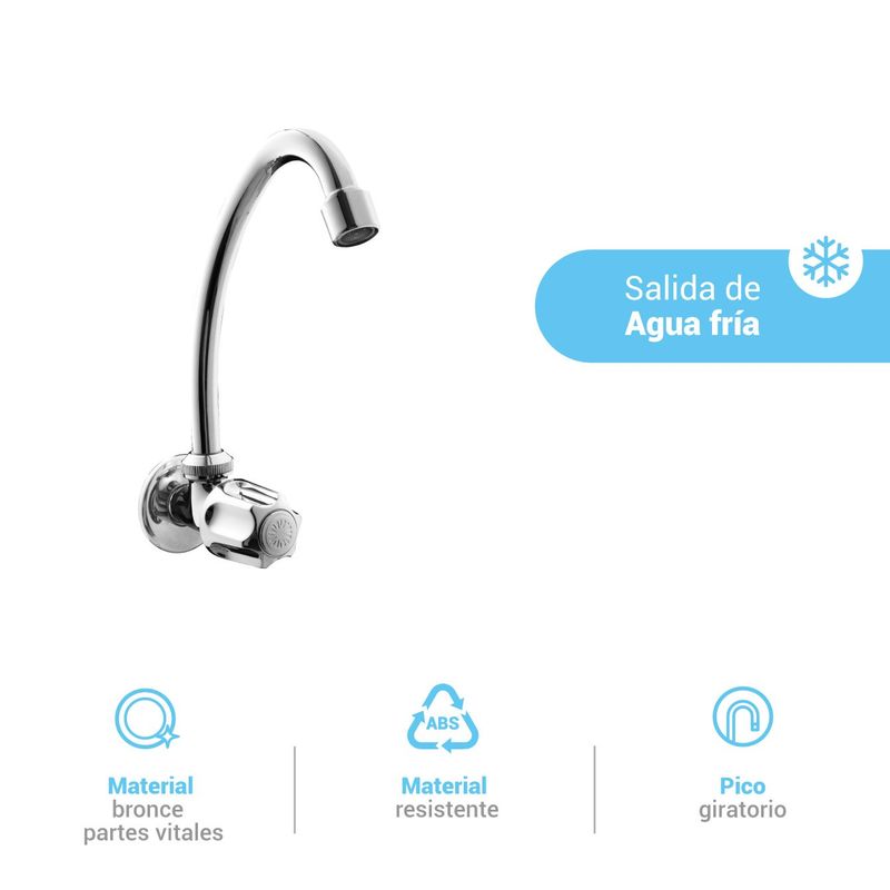 ITALGRIF - Llave para Lavadero a la Pared Bavaro Cromado