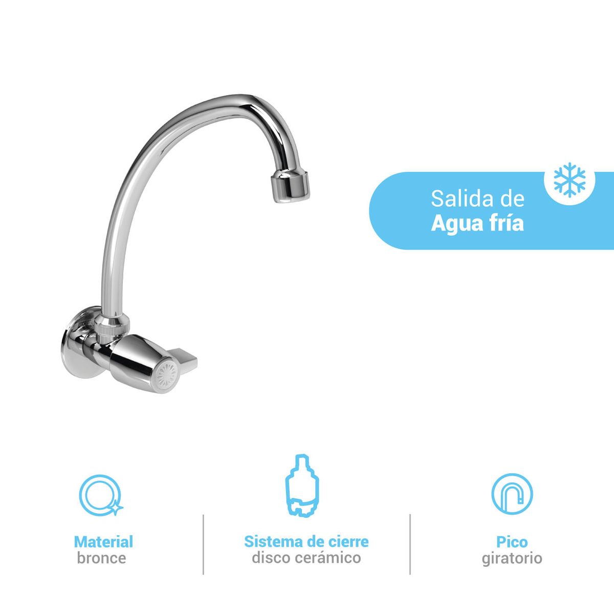 ITALGRIF - Llave para lavadero a la pared cabo blanco cromado Italgrif