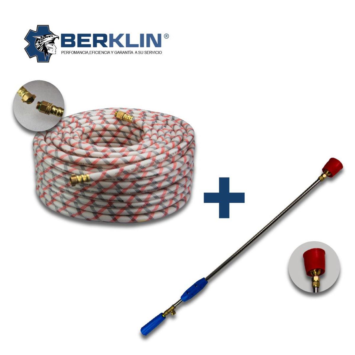 BERKLIN - ROLLO DE MANGUERA DE 100M CON PISTOLA LANZA