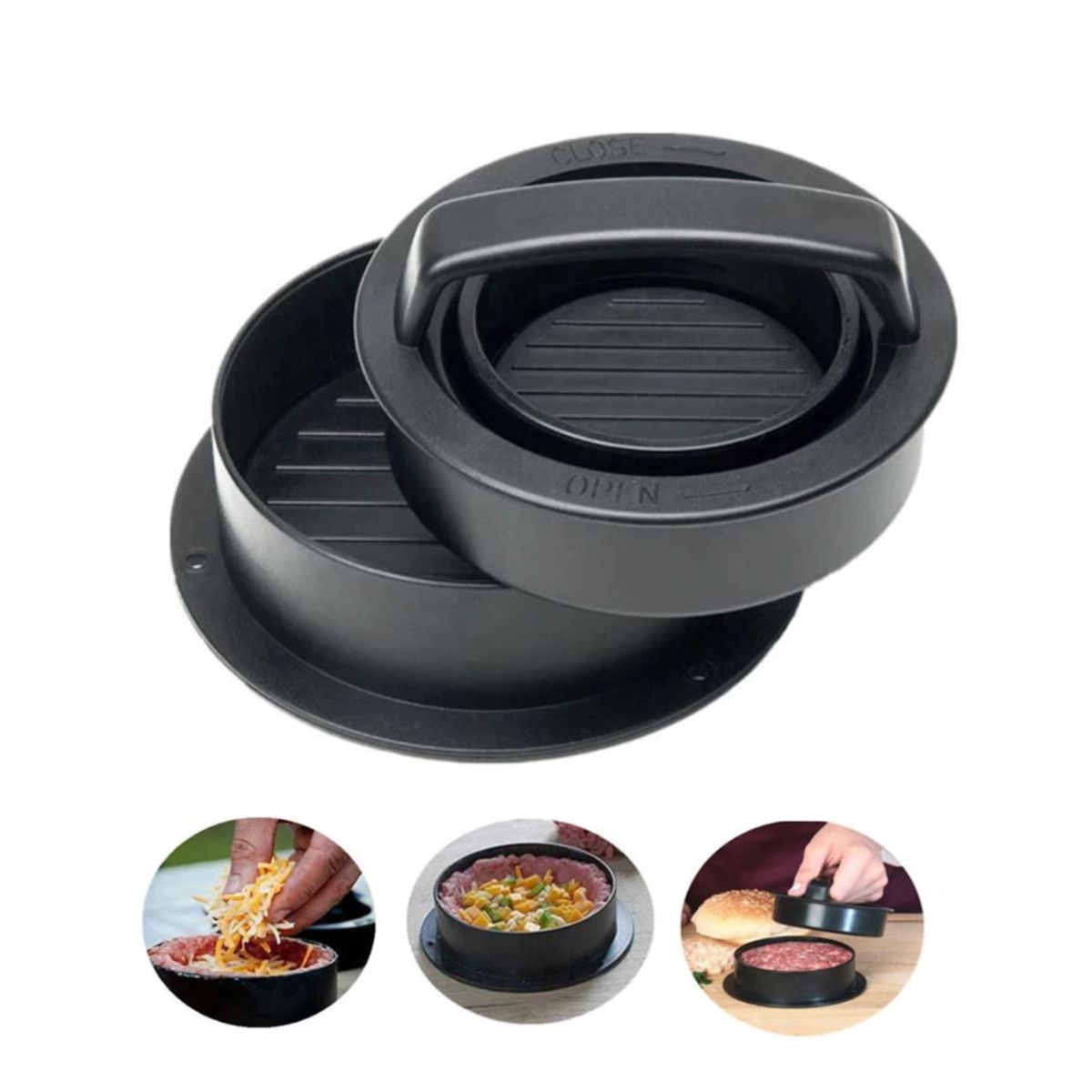 GENERICO - Molde Prensador Para Hacer Hamburguesas 3 En 1