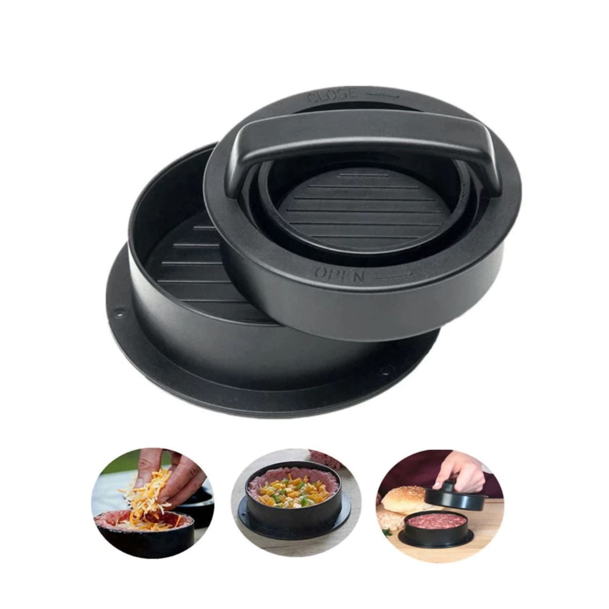 GENERICO - Molde Prensador Para Hacer Hamburguesas 3 En 1