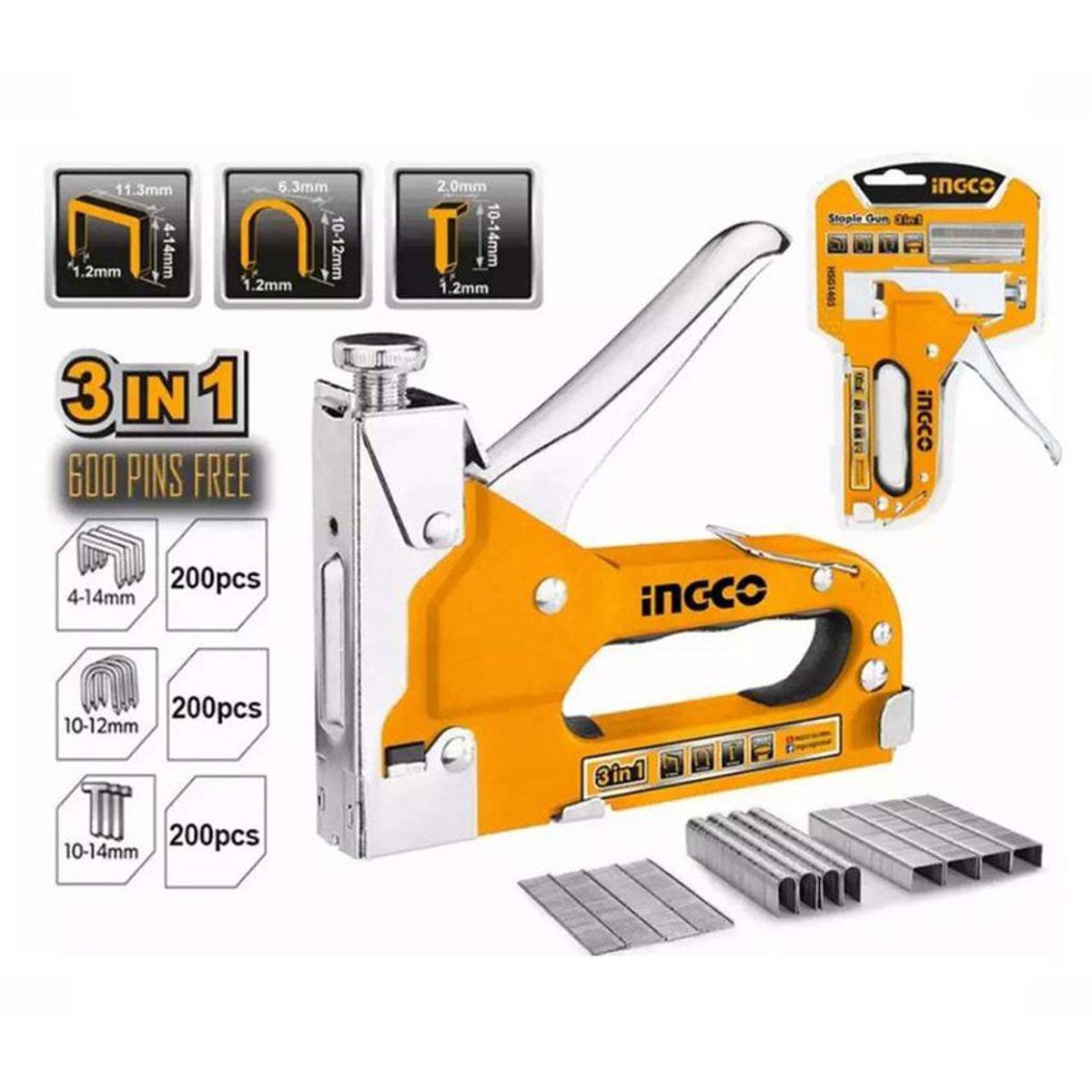 INGCO TOOLS - Engrapadora Manual 3 en 1 Metálica Profesional Ingco - Hsg1405