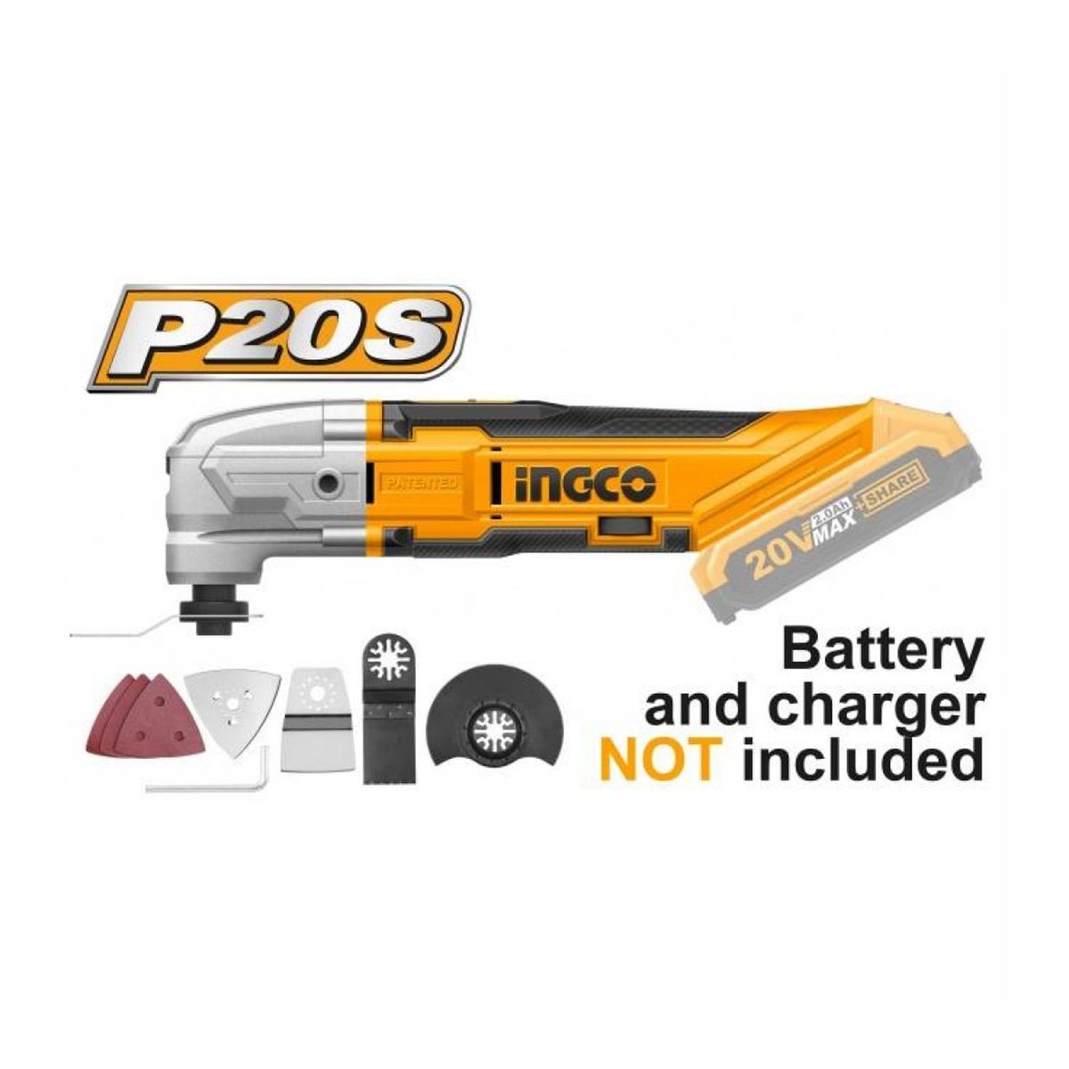 INGCO TOOLS - HERRAMIENTA MULTIFUNCIÓN 20V RENOVATOR ACCESORIOS INGCO - CMLI2001
