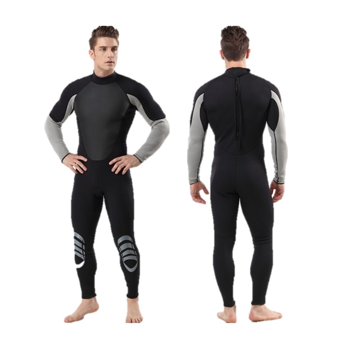 GENERICO - Wetsuit L Neopreno 3mm Negro Plomo Cierre Espalda