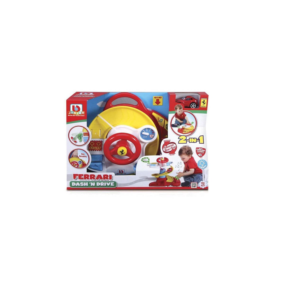 BB JUNIOR - Juguete de Bebé Auto Ferrari Volante y Pista + Autito