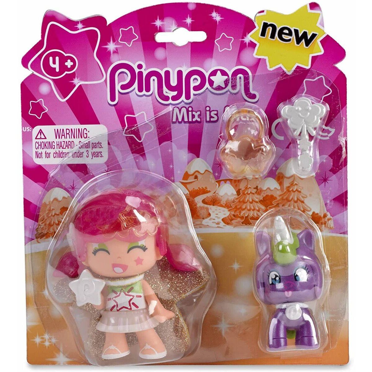 PINYPON - Juguete Muñeca Pinypon Estrella Rosa con Unicornio