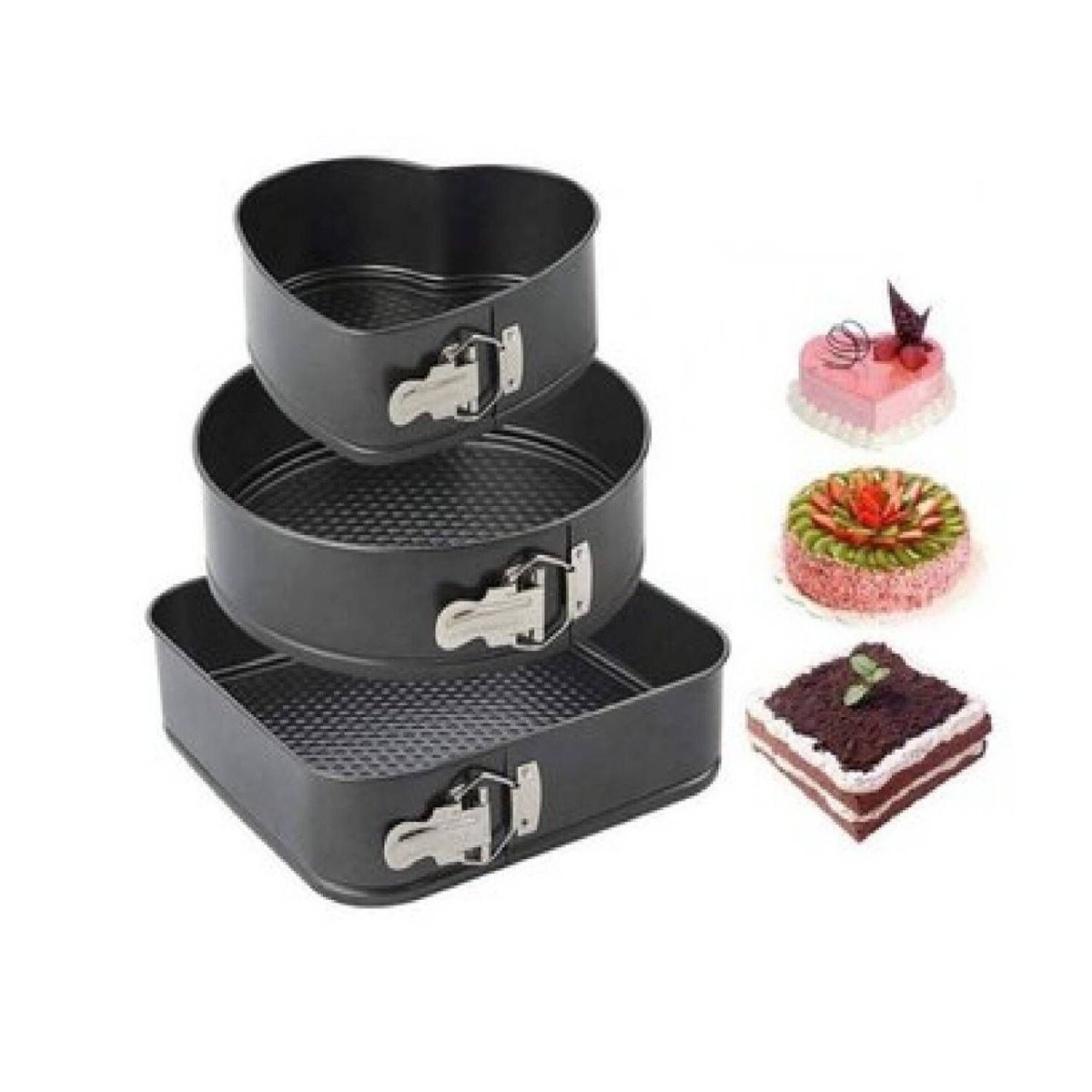 UNIVERSAL - Molde Para Keke, 3 formas, Desmontable Antiadherente