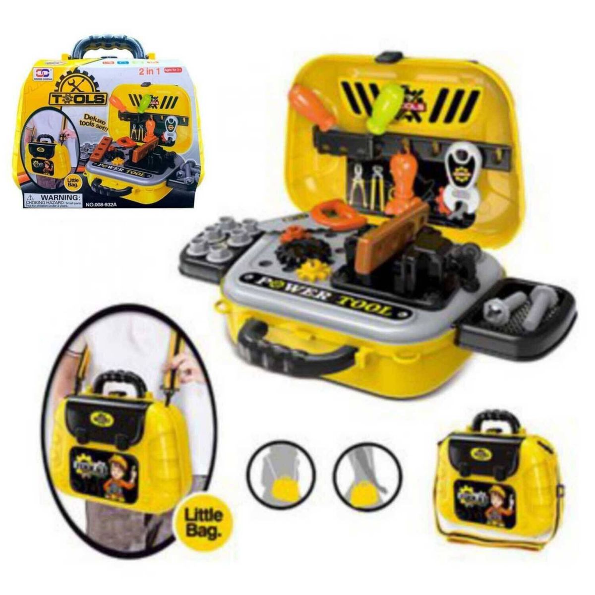 GENERICO - Set de herramientas para niños 2 en 1 amarrillo