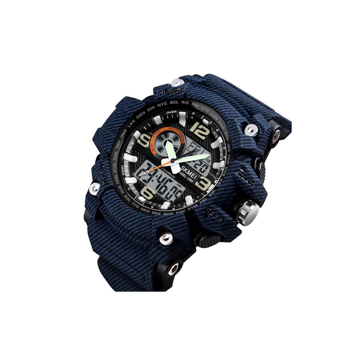 SKMEI - Reloj deportivo denim dual time