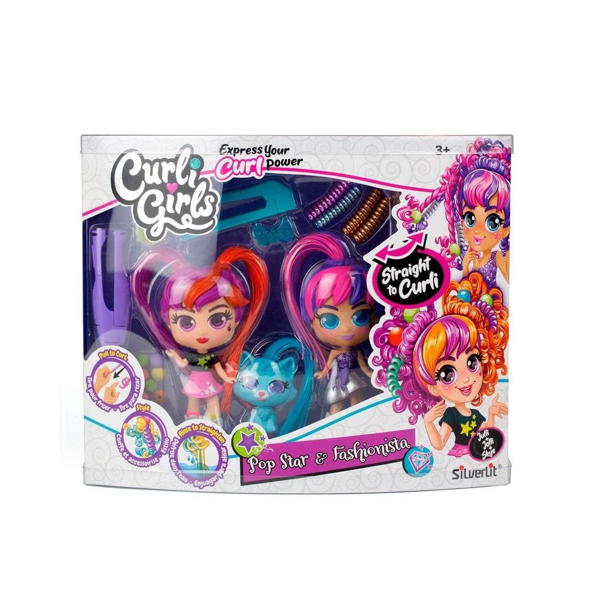 CURLI GIRLS - Juguete Muñeca Set Pop Star Curli Girls + Mascota