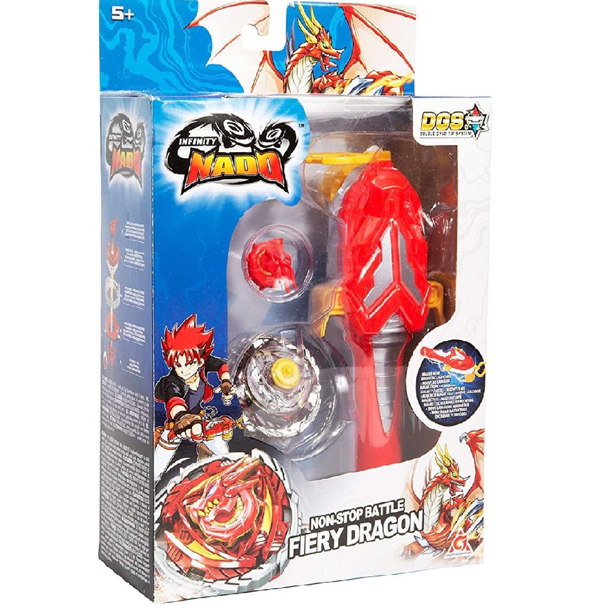 INFINITY NADO - Juguete Trompo de Batalla Serie V OriginaI Fiery Dragón