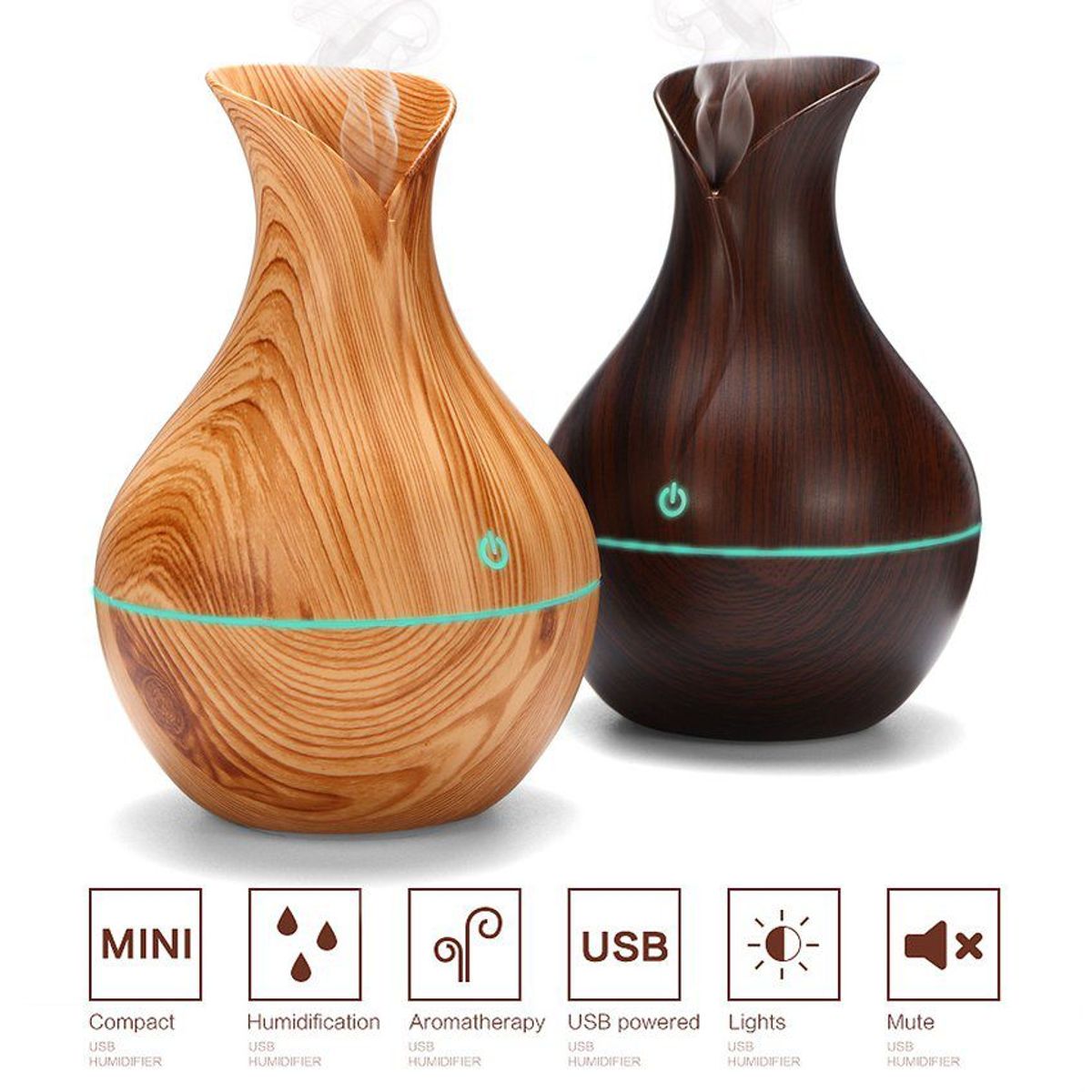 GENERICO - Humidificador difusor de aroma con luz led ultrasónico aromaterapia.