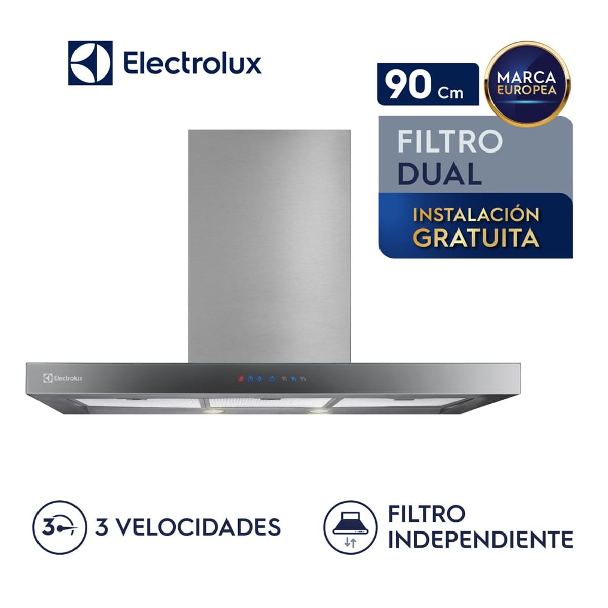 ELECTROLUX - Campana Decorativa Electrolux 90 Cm Blue Touch EJWG36S2AJS